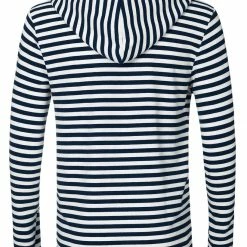 Allegra K Men's Casual Knitted Long Sleeves Striped Lightweight Shirt Sweatshirt Hoodies