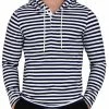 Allegra K Men's Casual Knitted Long Sleeves Striped Lightweight Shirt Sweatshirt Hoodies