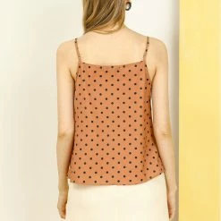 Allegra K Women's Summer Cami Polka Dots Casual Sleeveless Spaghetti Strap Tank Top