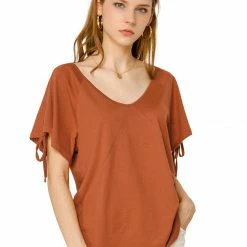 Allegra K Women's V Neck Raglan Short Sleeve Casual Loose Top Cotton T Shirts 11 Allegra K Women's V Neck Raglan Short Sleeve Casual Loose Top Cotton T Shirts