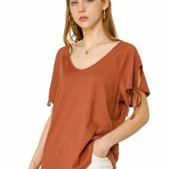 Allegra K Women's V Neck Raglan Short Sleeve Casual Loose Top Cotton T Shirts 10 Allegra K Women's V Neck Raglan Short Sleeve Casual Loose Top Cotton T Shirts