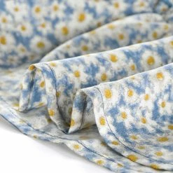 Allegra K Women's Floral Daisy Printed Half Placket Ruffle Hem A-Line Belted Sleeveless Dress