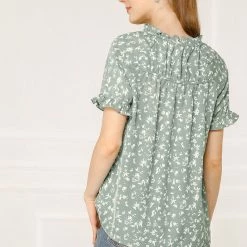 Allegra K Women's Floral Tie Neck Ruffle Short Sleeves Peasant Blouse Top 50 Allegra K Women's Floral Tie Neck Ruffle Short Sleeves Peasant Blouse Top