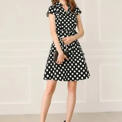 Allegra K Women's Rockabilly 1950s Retro Cap Sleeve A-Line Polka Dot Dress 28 Allegra K Women's Rockabilly 1950s Retro Cap Sleeve A-Line Polka Dot Dress