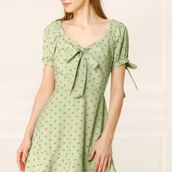 Allegra K Women's A-line Ruffle Hem Bowknot Polka Dots Dress 12 Allegra K Women's A-line Ruffle Hem Bowknot Polka Dots Dress