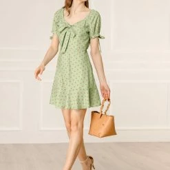 Allegra K Women's A-line Ruffle Hem Bowknot Polka Dots Dress 14 Allegra K Women's A-line Ruffle Hem Bowknot Polka Dots Dress