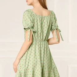 Allegra K Women's A-line Ruffle Hem Bowknot Polka Dots Dress 15 Allegra K Women's A-line Ruffle Hem Bowknot Polka Dots Dress