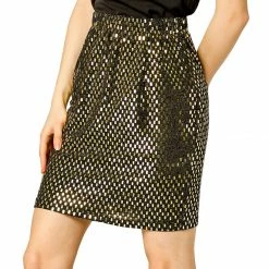 Allegra K Women's Metallic Sparkle Paillette Elastic Waist Party Club Mini Skirt 11 Allegra K Women's Metallic Sparkle Paillette Elastic Waist Party Club Mini Skirt