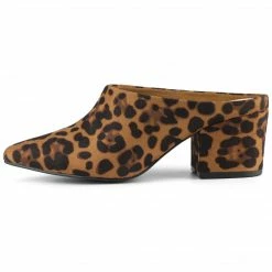 Allegra K Women's Pointed Toe Slip On Block Heel Slide Mules Shoes