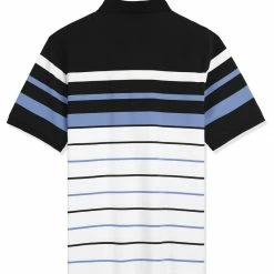 Allegra K Men's Casual Striped Polo Golf Short Sleeves Color Block Polo Shirt