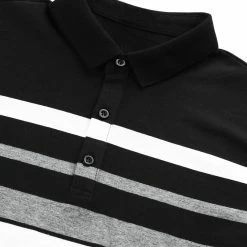 Allegra K Men's Casual Striped Polo Golf Short Sleeves Color Block Polo Shirt