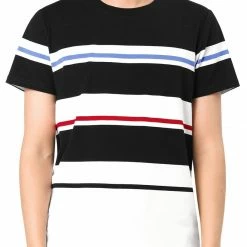 Allegra K Men's Tees Color Block Striped Crewneck Short Sleeve T Shirts