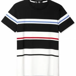 Allegra K Men's Tees Color Block Striped Crewneck Short Sleeve T Shirts