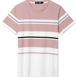 Allegra K Men's Tees Color Block Striped Crewneck Short Sleeve T Shirts