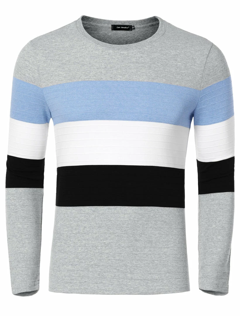 Allegra K Tops Men's Father's Day Basic Color Block Crew Neck Casual Pullover Long Sleeve Tees 45 Allegra K Tops Men's Father's Day Basic Color Block Crew Neck Casual Pullover Long Sleeve Tees