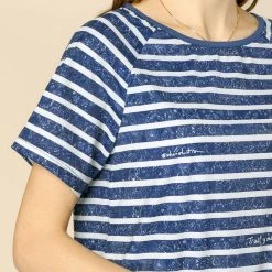 Allegra K Women's Slogan Stripe Short Raglan Sleeves Loose Casual Knit T-Shirt