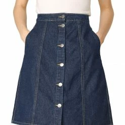 Allegra K Women's Denim Skirts Short Button Down Jeans Skirt 22 Allegra K Women's Denim Skirts Short Button Down Jeans Skirt