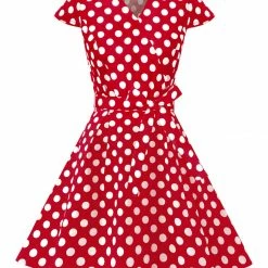 Allegra K Women's Rockabilly 1950s Retro Cap Sleeve A-Line Polka Dot Dress 33 Allegra K Women's Rockabilly 1950s Retro Cap Sleeve A-Line Polka Dot Dress