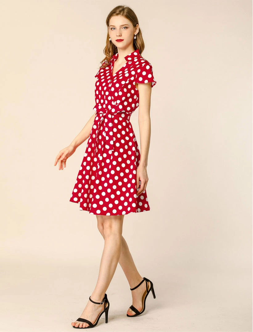 Allegra K Women's Rockabilly 1950s Retro Cap Sleeve A-Line Polka Dot Dress 19 Allegra K Women's Rockabilly 1950s Retro Cap Sleeve A-Line Polka Dot Dress