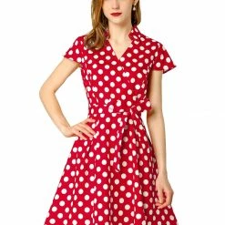 Allegra K Women's Rockabilly 1950s Retro Cap Sleeve A-Line Polka Dot Dress 32 Allegra K Women's Rockabilly 1950s Retro Cap Sleeve A-Line Polka Dot Dress