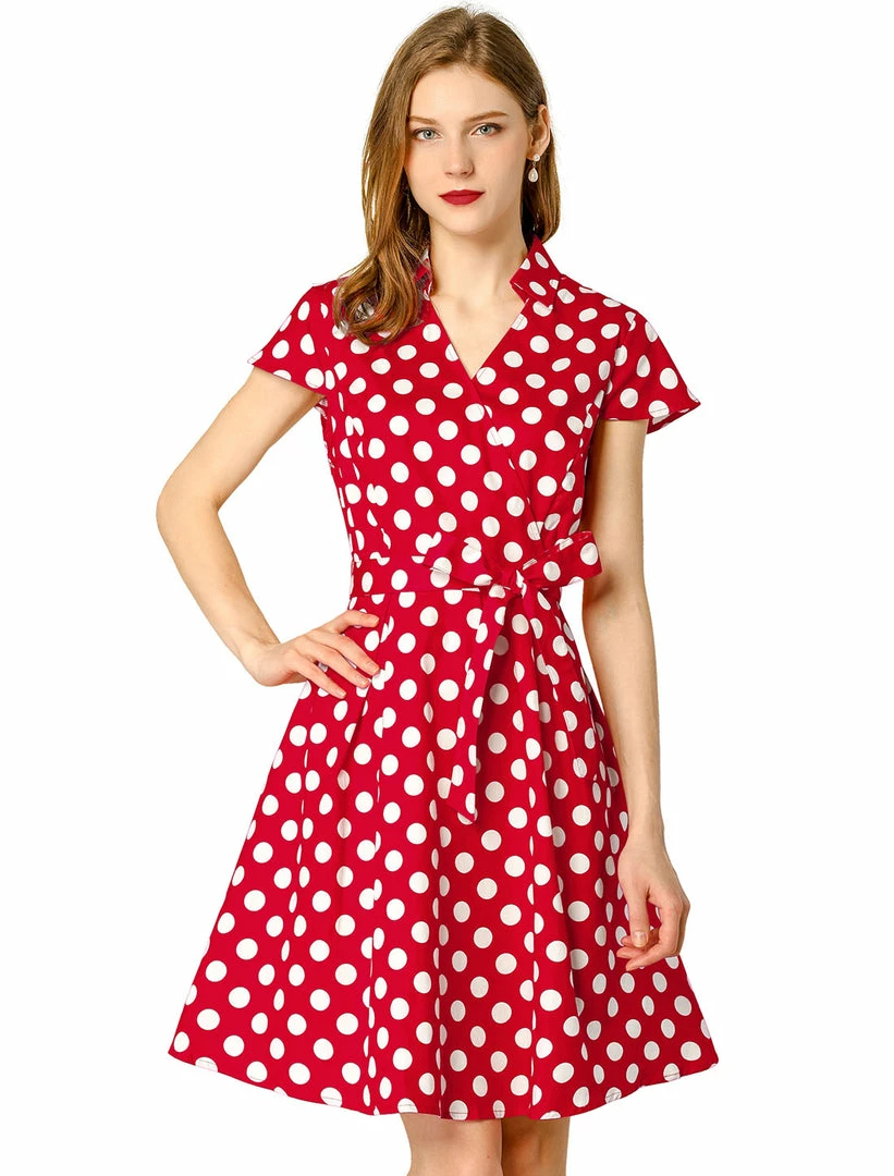 Allegra K Women's Rockabilly 1950s Retro Cap Sleeve A-Line Polka Dot Dress 15 Allegra K Women's Rockabilly 1950s Retro Cap Sleeve A-Line Polka Dot Dress