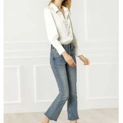 Allegra K Women's Satin Blouse Puff Sleeve Point Collar Vintage Button Up Shirt Tops