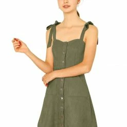 Allegra K Women's Strap Button Down Faux Suede A-Line Mini Overall Dress 86 Allegra K Women's Strap Button Down Faux Suede A-Line Mini Overall Dress