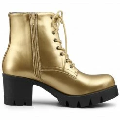 Allegra K Women's Platform Chunky Heel Combat Boots