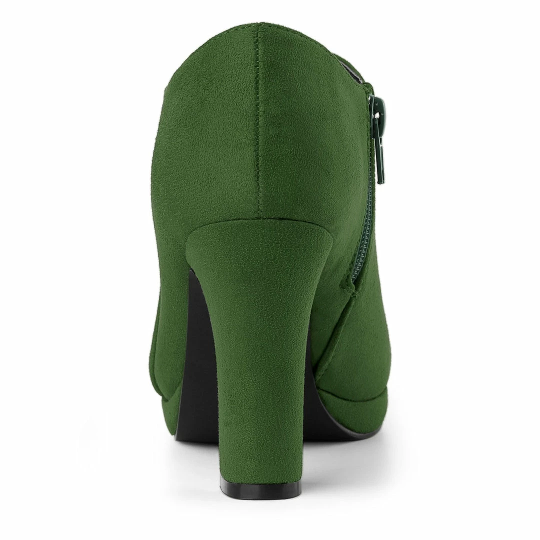 Allegra K Women's Platform Round Toe Chunky Heel Ankle Booties 6 Allegra K Women's Platform Round Toe Chunky Heel Ankle Booties