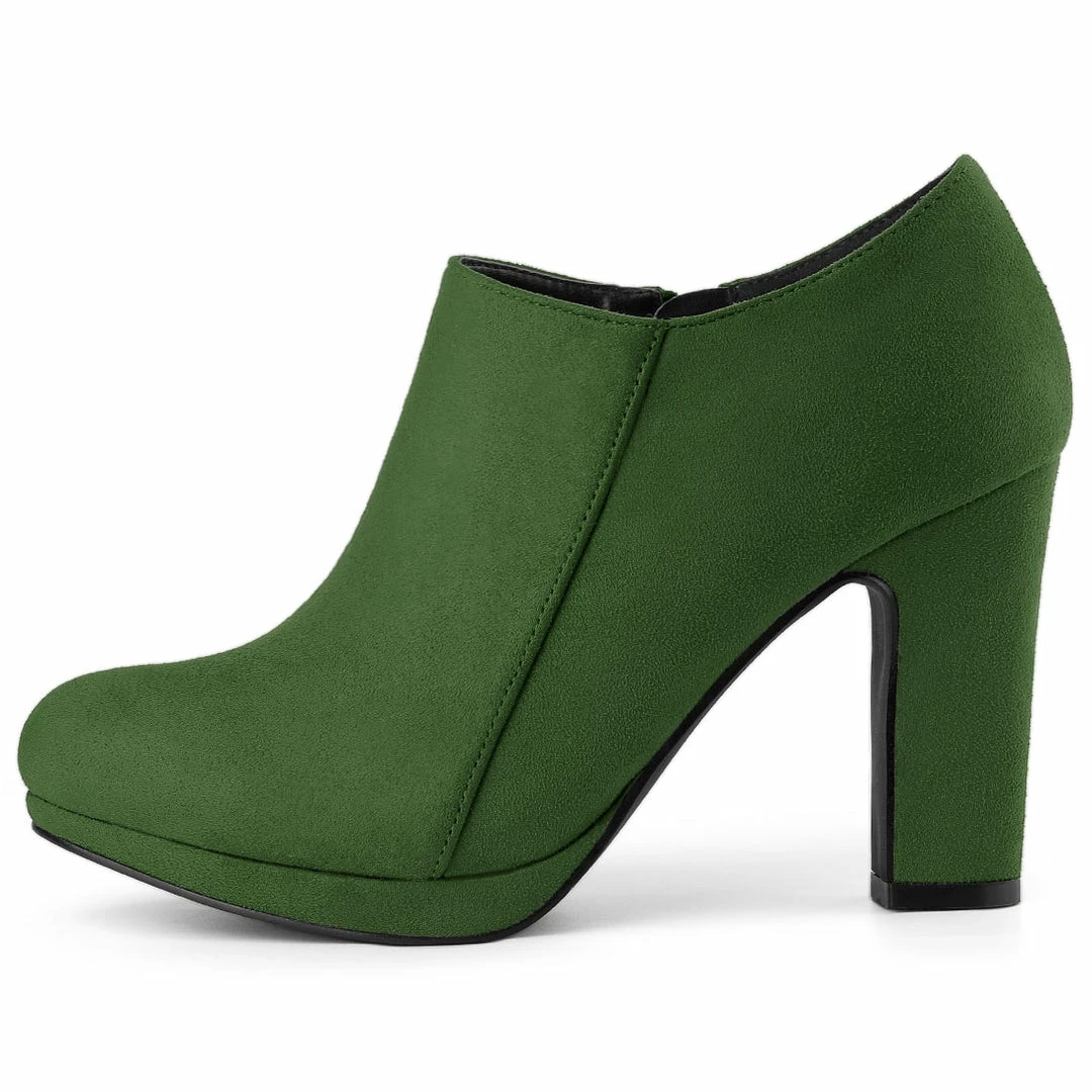 Allegra K Women's Platform Round Toe Chunky Heel Ankle Booties 10 Allegra K Women's Platform Round Toe Chunky Heel Ankle Booties