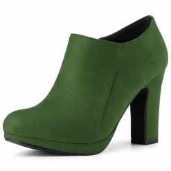 Allegra K Women's Platform Round Toe Chunky Heel Ankle Booties