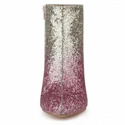 Allegra K Shoes Women's Glitter Pointed Toe Chunky Heel Ankle Boots 41 Allegra K Shoes Women's Glitter Pointed Toe Chunky Heel Ankle Boots