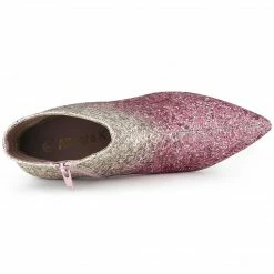 Allegra K Shoes Women's Glitter Pointed Toe Chunky Heel Ankle Boots 43 Allegra K Shoes Women's Glitter Pointed Toe Chunky Heel Ankle Boots