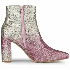 Allegra K Shoes Women's Glitter Pointed Toe Chunky Heel Ankle Boots 45 Allegra K Shoes Women's Glitter Pointed Toe Chunky Heel Ankle Boots