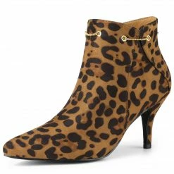 Allegra K Women's Pointed Toe Side Zip Stiletto Heel Ankle Booties