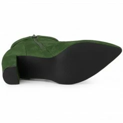 Allegra K Women's Pointed Toe Block Heel Zipper Ankle Boots Shoes