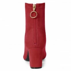 Allegra K Shoes Women's Pointed Toe Zipper Chunky Heels Ankle Boots