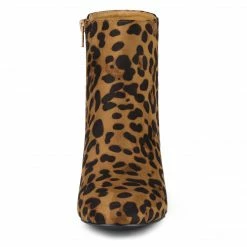 Allegra K Shoes Women's Round Toe Block Heel Back Zipper Ankle Boots