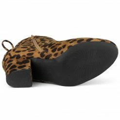 Allegra K Shoes Women's Round Toe Block Heel Back Zipper Ankle Boots