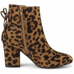 Allegra K Shoes Women's Round Toe Block Heel Back Zipper Ankle Boots