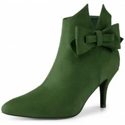 Allegra K Women's Point Toe Bow Stiletto Heel Ankle Boots Shoes