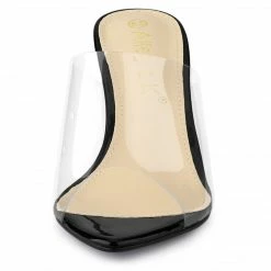 Allegra K Shoes Women's Clear Chunky Heel Slides Sandals Mules