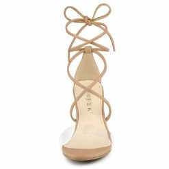 Allegra K Women's Clear Strap Block Heel Lace Up Heels Sandals Shoes 40 Allegra K Women's Clear Strap Block Heel Lace Up Heels Sandals Shoes