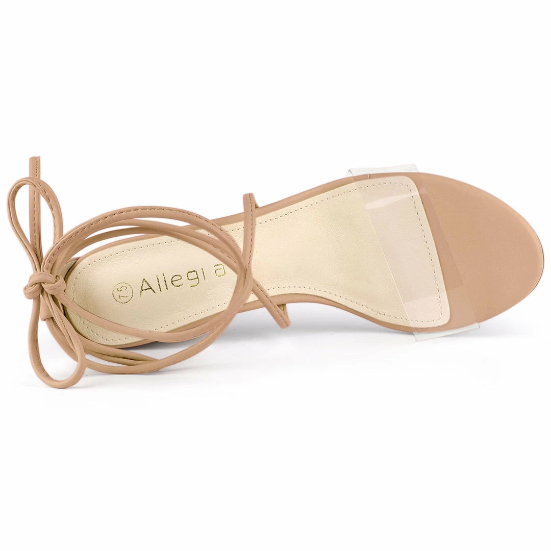 Allegra K Women's Clear Strap Block Heel Lace Up Heels Sandals Shoes 14 Allegra K Women's Clear Strap Block Heel Lace Up Heels Sandals Shoes