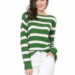 Allegra K Long Sleeves Drop Shoulder Loose Striped Sweater Women 50 Allegra K Long Sleeves Drop Shoulder Loose Striped Sweater Women