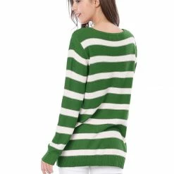 Allegra K Long Sleeves Drop Shoulder Loose Striped Sweater Women 52 Allegra K Long Sleeves Drop Shoulder Loose Striped Sweater Women
