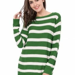 Allegra K Long Sleeves Drop Shoulder Loose Striped Sweater Women 48 Allegra K Long Sleeves Drop Shoulder Loose Striped Sweater Women