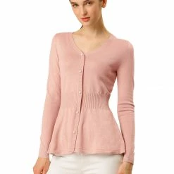Allegra K Smocked Waist Peplum Pullover Jumper Women
