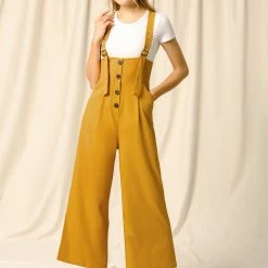 Allegra K Women's High Waist Wide Leg Belted Button Long Overall Jumpsuit 50 Allegra K Women's High Waist Wide Leg Belted Button Long Overall Jumpsuit