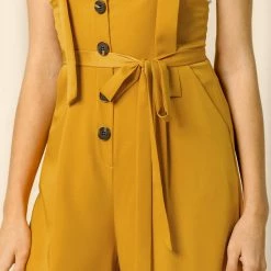 Allegra K Women's High Waist Wide Leg Belted Button Long Overall Jumpsuit 51 Allegra K Women's High Waist Wide Leg Belted Button Long Overall Jumpsuit